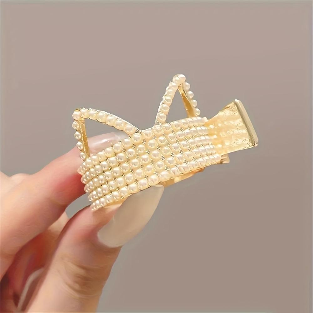 1 шт. Легкая роскошная жемчужная заколка-краб для высокого хвоста, фиксирующий волшебный инструмент, заколка-акула золотой
