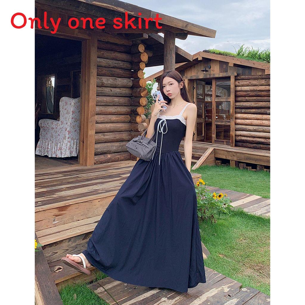 Polyester Lace Splicing Strap Dress With Slim Fit For Summer Fashion