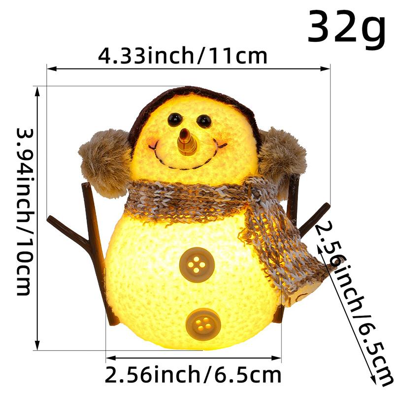 Christma Snowman Ornament with Built-in Light Plush Snowman Doll Night Light Table Decoration Set Battery Christmas Gift