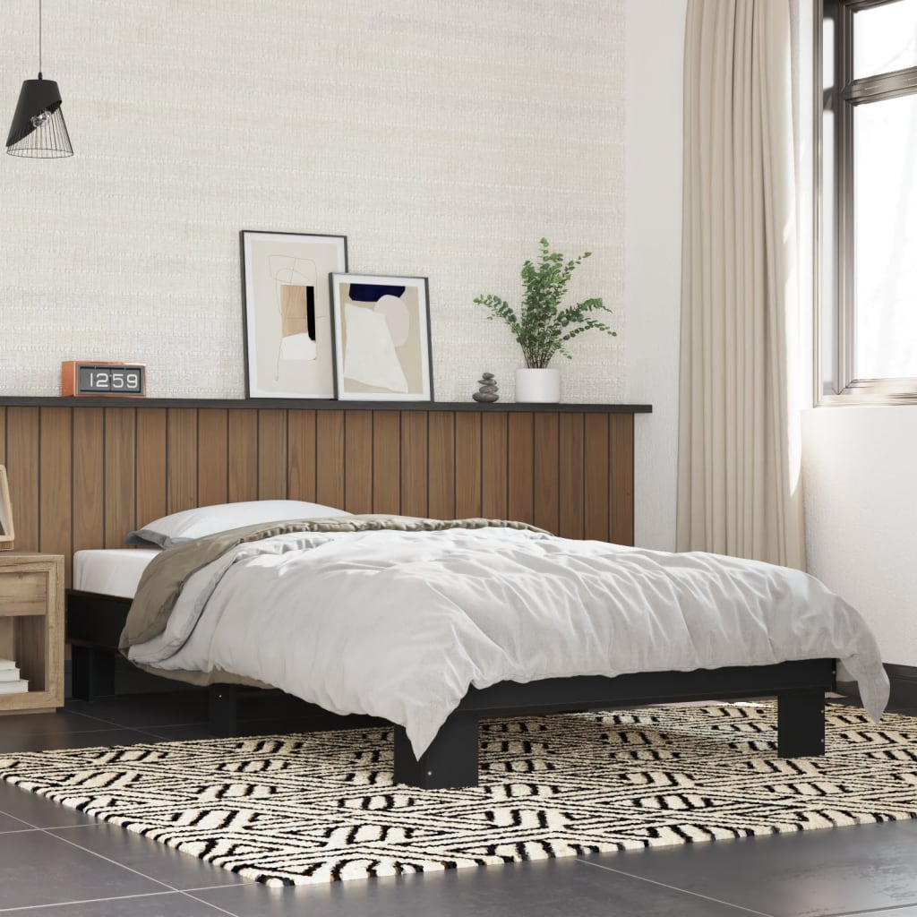 Bed Frame Black 90 x 200 cm Particleboard and Metal