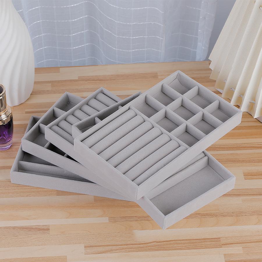 1pc, Flocking Jewelry Box Jewelry Tray, Suitable For: All Kinds of Jewelry Storage.Color: Gray