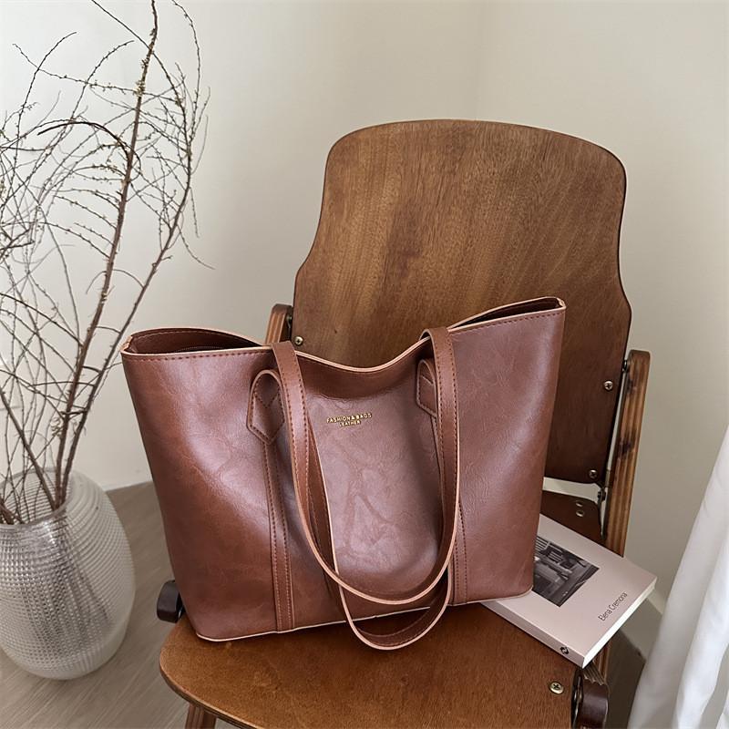 Vintage Tote Bag Large Capacity Pu Shoulder Bag For Daily Use