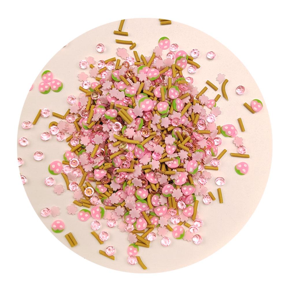 500g/bag Kawaii Pink Artificial Strawberry Clear Jewelry Diamond Pearls Bead Kawii Nail Art DIY Stkers Nail Sequins 500g/bag