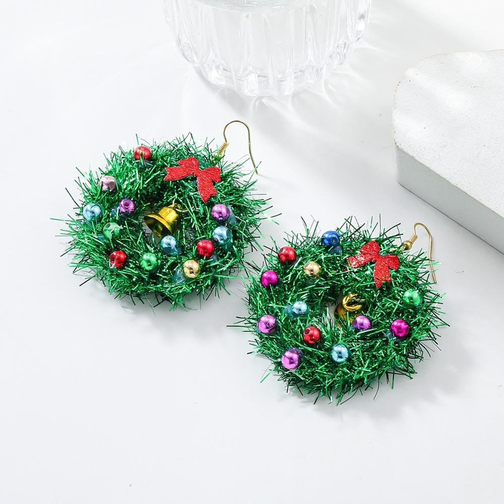 1Pair Christmas Tree Christmas Earrings Bell Xmas Dangle Earrings Wreath Earrings  New Year Ear Gift