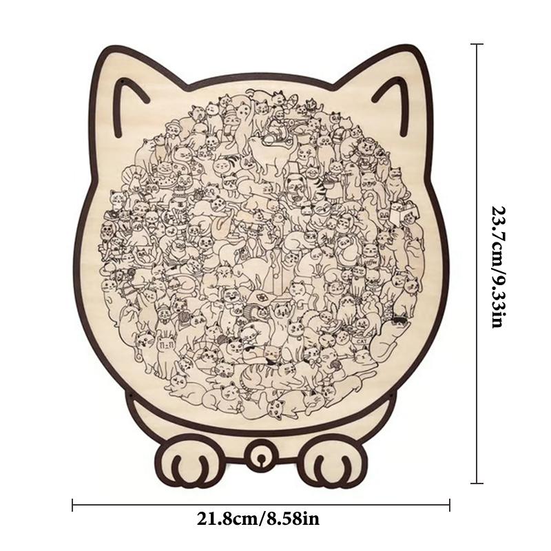 135-Piece Morandi Color Cat-Shaped Wooden Jigsaw Puzzle Irregular Cats Shaped Animal Pieces For Home Decor & Party Games Gifts
