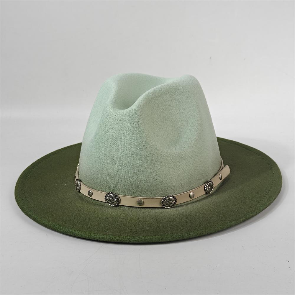 Gradient Color Fedora Wide Brim Felt Panama Hat with Belt Fedora Hat Men and Women for Painted Party Jazz Felt Hat Autumn Winter