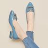 2025 Nuevos Zapatos Bajos de Moda de Lujo para Mujer Tacón Grueso Cara Brillante Zapatos de Cuero para el Trabajo Versátiles Casuales Zapatos para Mujer