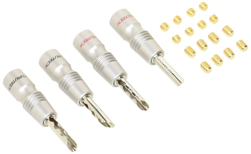 FURUTECH ADL FP200B-R Rhodium-Plated Banana Plugs, 4-Pack