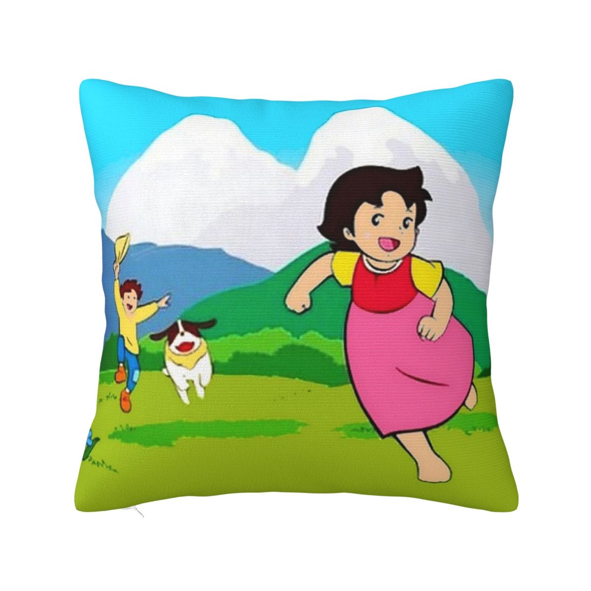 

Heidi Peter And Grandpa Alps Cartoon Square Pillowcase Cushion Cover Pillow Case Throw Pillow Cover for Home Bedroom Car 24x24Inch