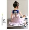 Girl Rabbit Police Officer Knitted Pleated Skirt Summer 2026 New Item Baby Girl Flying Sleeve Navy Collar Summer Dress Princess Skirt