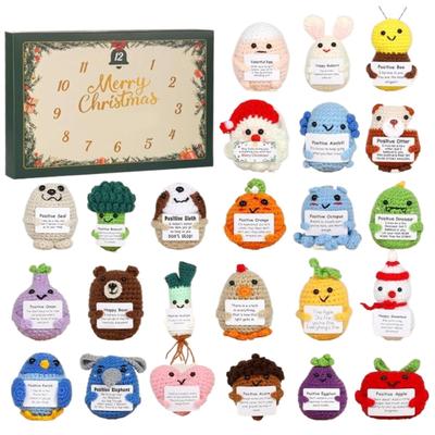 Christmas Calendar Advent 2D Acrylic Holiday Party Favor 24 Days Handmade Emotional Crochet Toys with Positive Card for Birthday