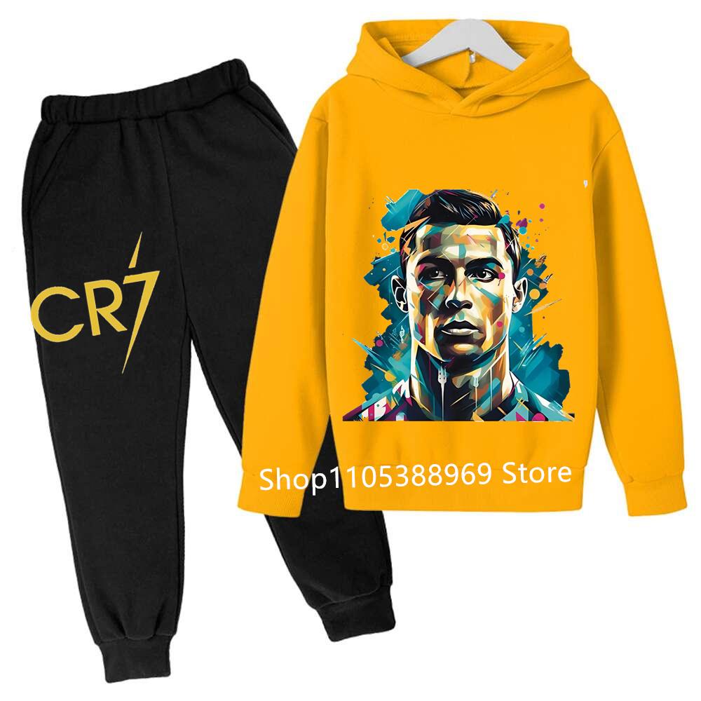 Ronaldo CR7 Potisk Fotbalový Idol Oblečení Dětská Mikina 2ks Sada Kalhoty Oblek Děti Kluci Tepláková Souprava Dívky Oblečení Sportovní Teplákové Soupravy