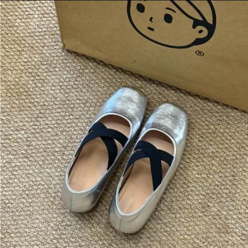 

Осень новые маленькие балетки с увеличением внутренней высоты квадратный носок крест ретро Мэри Джейн туфли свиной носок 33 серебряный