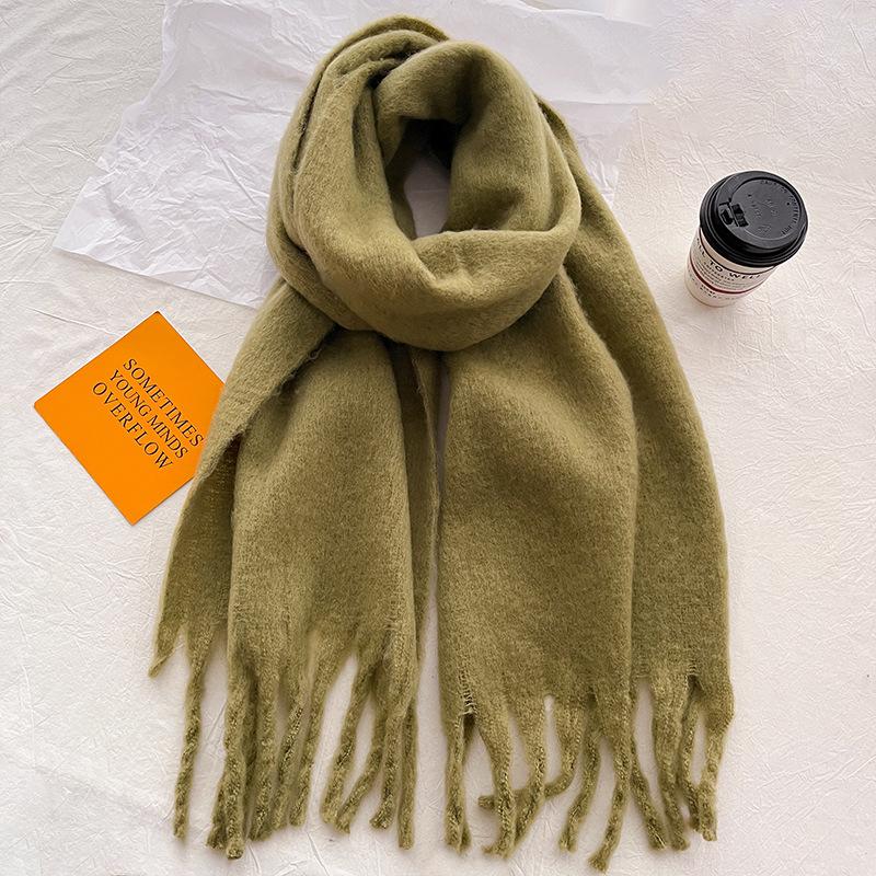Ankola Red Mohair Solid Color Scarf Women's Winter High-end Sense Atmosphere Shawl for Boyfriend and Girlfriend