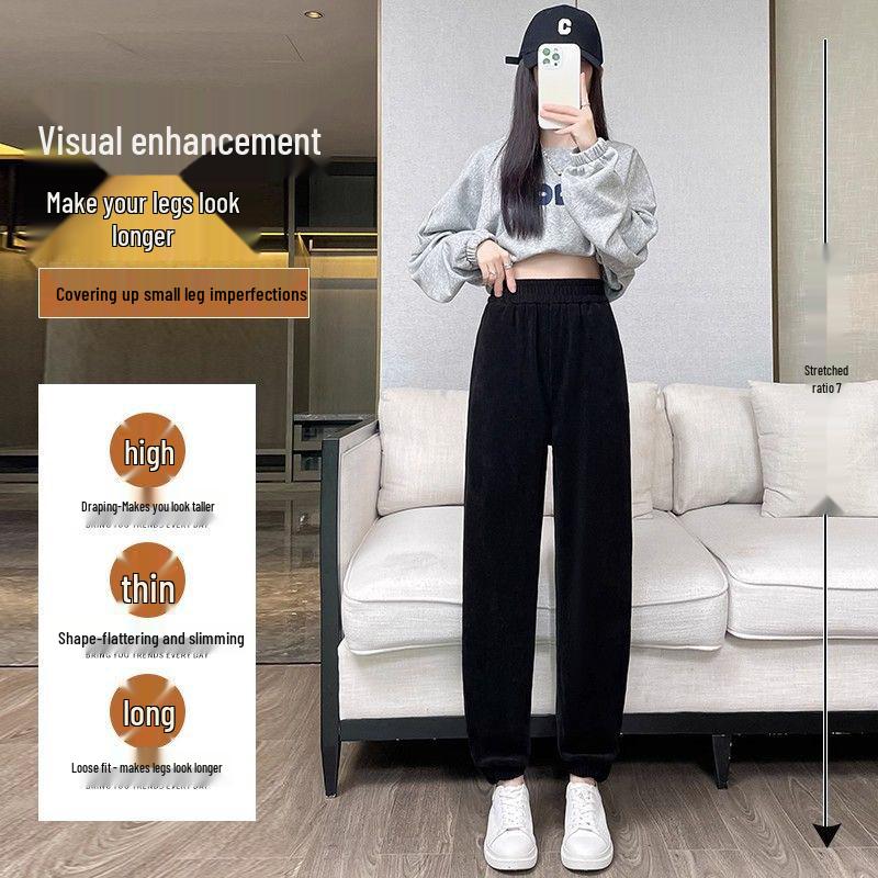 2025 Autumn Winter Plus Size Corduroy Harem Joggers: Comfortable Carrot Casual Sweatpants for Women