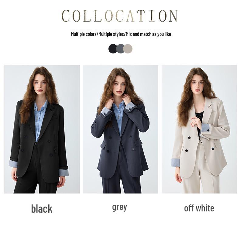 Dámský luxusní ležérní oblek: Podzimní profesionální styl s temperamentem, obsahuje sako a kalhoty se širokými nohavicemi