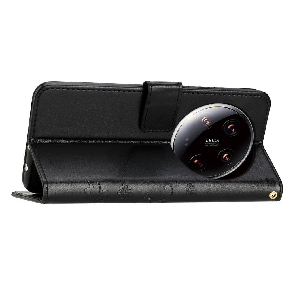 For Xiaomi 14 Ultra Wallet Phone Case Butterfly Pattern PU Leather Flip Cover