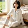 Japanese cute cartoon pajamas women's spring and autumn imitation cotton long-sleeved soft girl casual loungewear suit can be worn outside