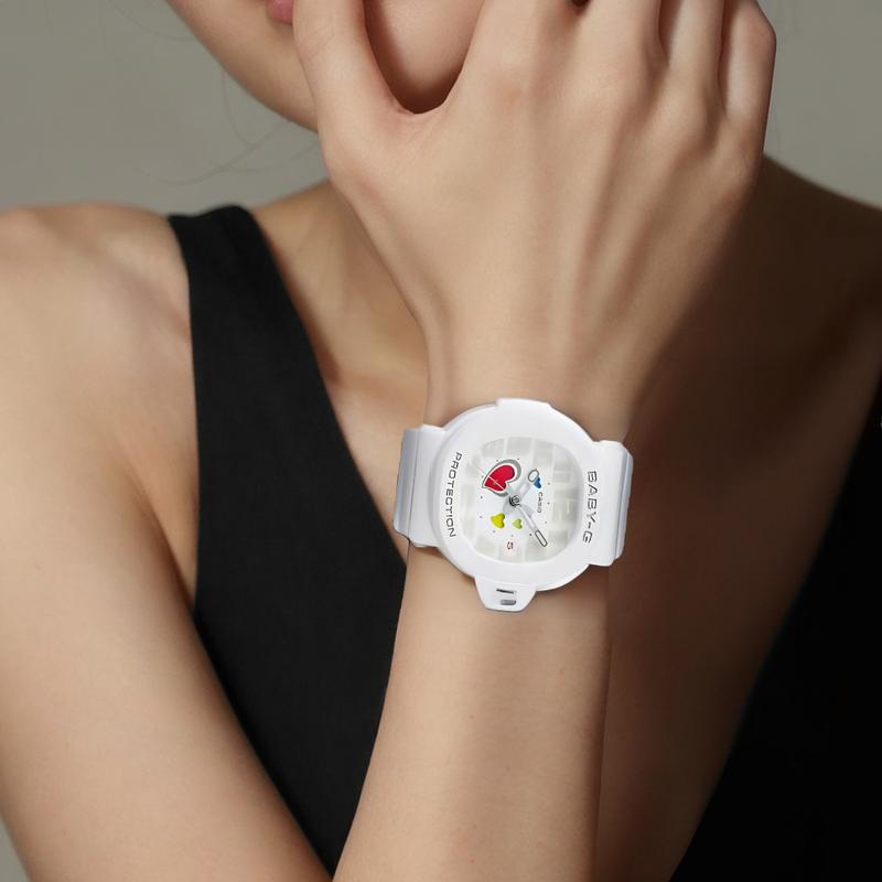 Casio BABY-G Watch, Quartz, Resin Strap, White Dial, Same Style for Men and Women, 100 Meters Waterproof, Fashionable and Simple Style BGA-10-7A