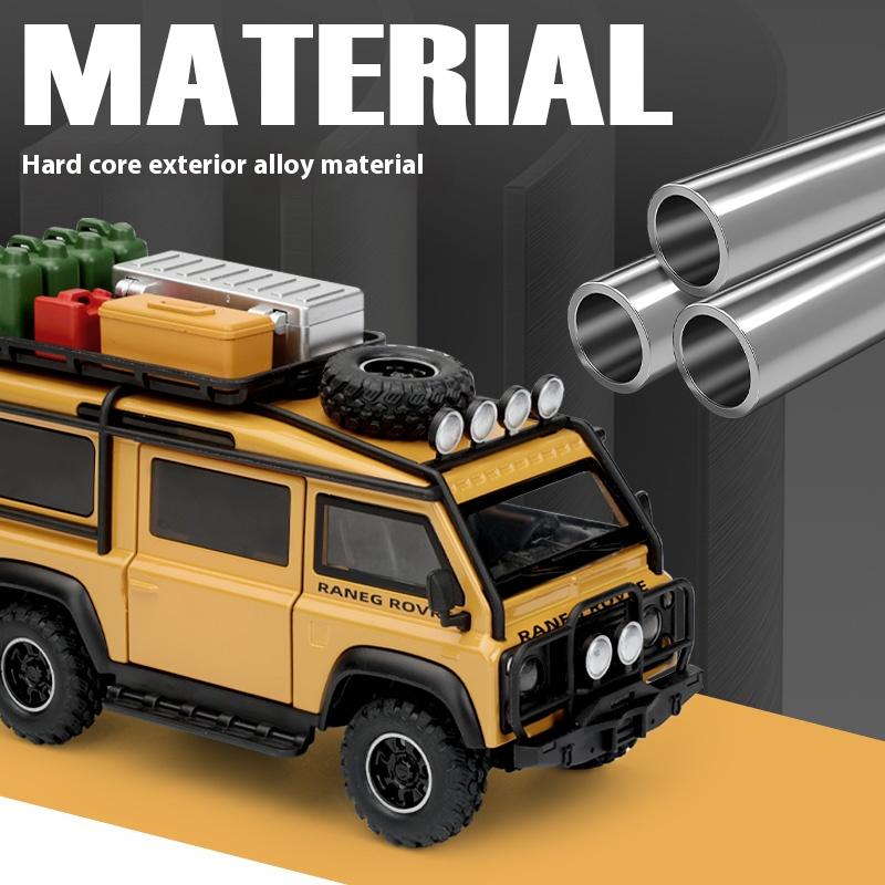 With Base 1/32 Land Rover Defender Off-Road Vehicle Die-cast Metal Camper Van Model Children's Toy Car Boy Gift Ornaments