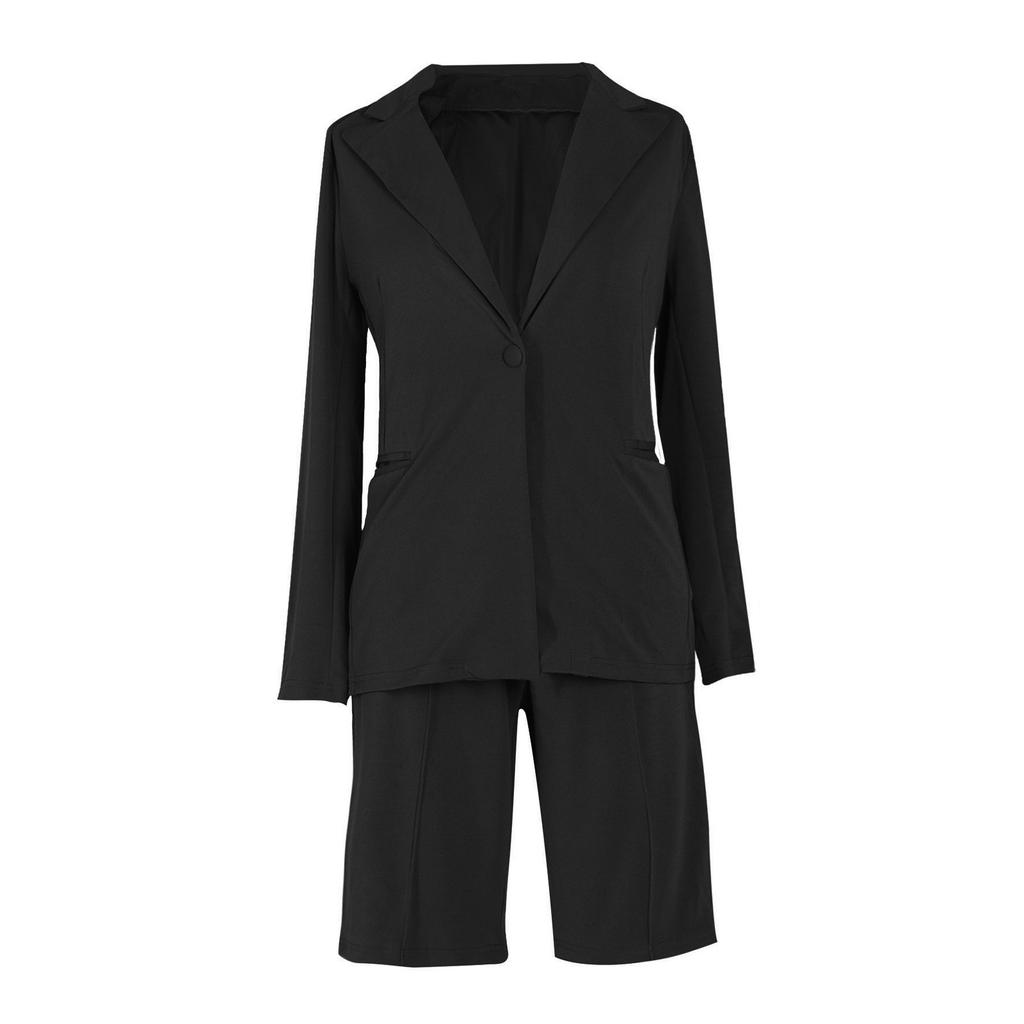 (Spicy chicken)Women's Suit Suit Jacket Shorts Two-Piece Set Coat Solid Color Slim Suit