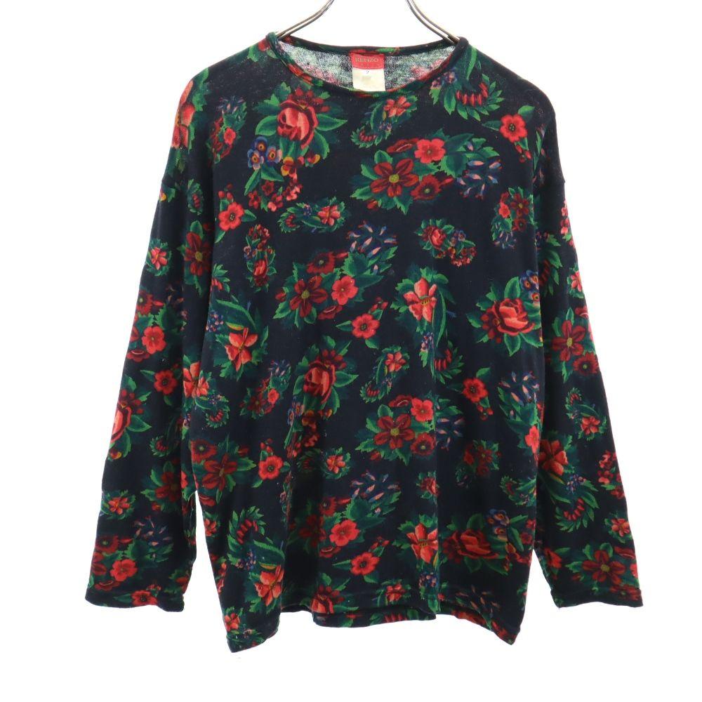 

KENZO made in Italy Floral Long sleeve wool blend sweater 2 Black knit Women Used