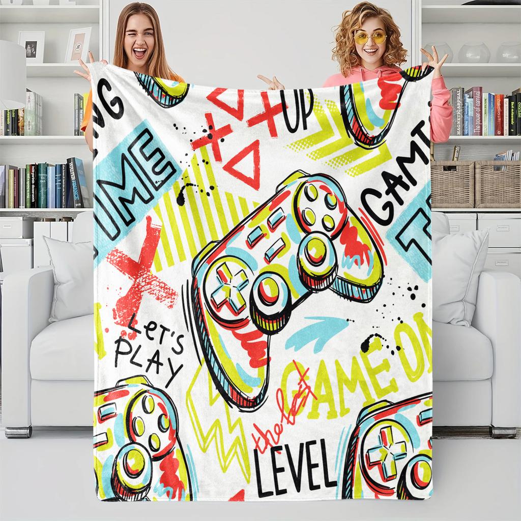 Gamepad-Bedruckte Kuscheldecke Weiche und Gemütliche Plüsch-Überdecke Bettdecke Nickerchen-Decke Perfektes Geschenk für Videospiel-Liebhaber