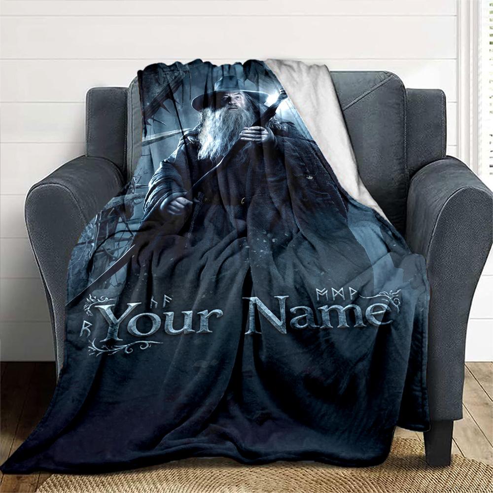 Lord Rings Personalized Text Blanket Multi-purpose Personalized Blanket Warmthful Decor Perfect for Nap Living Room Couch Office for All Occasions