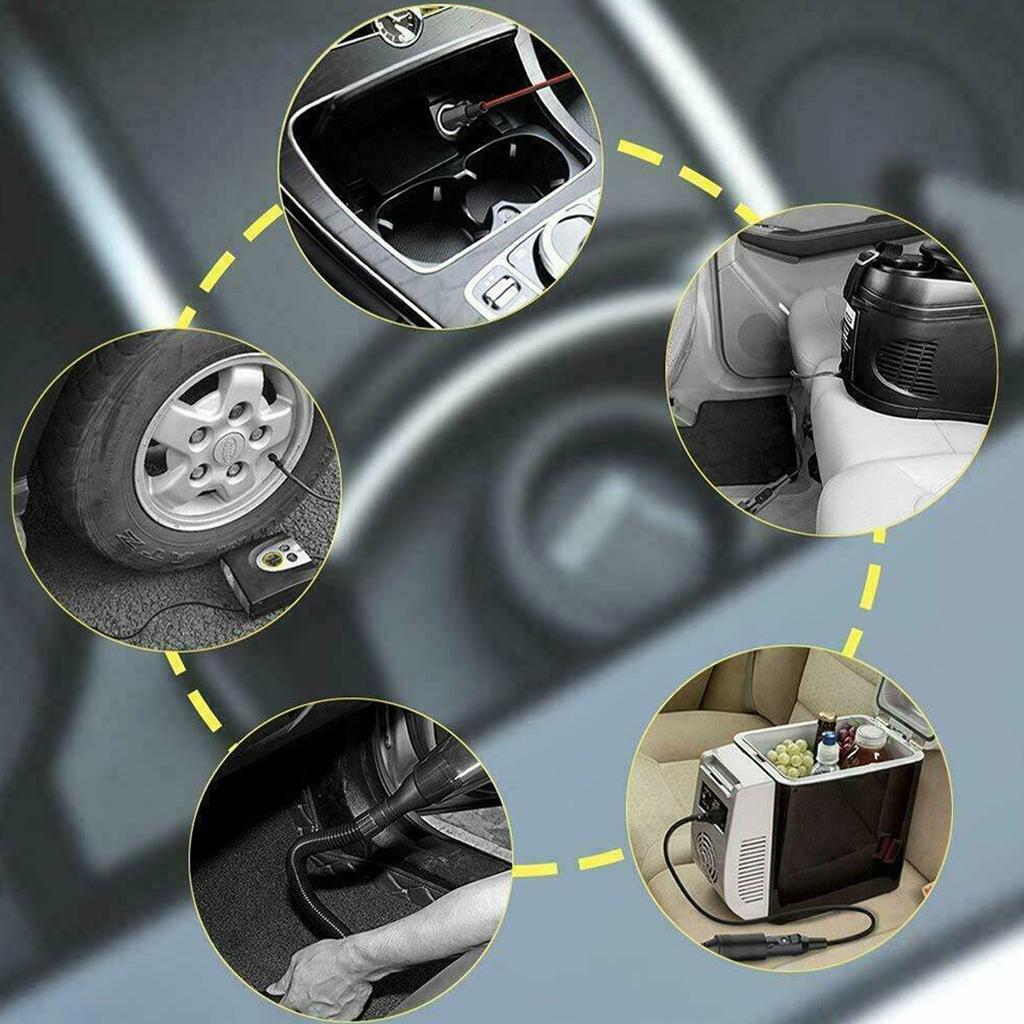 12V-24V Car Cigarette Lighter Socket Extension Cord Cable 18 AWG Wire 3.6M Male Plug To Female Socket Extension Cable Car