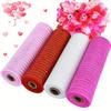 4 Rolls 10 Inch Red/Pink/White Decorative Mesh Ribbon, for Wreath Supplies Front Door Wreath Crafts Tree Decor Christmas NewYears Valentine'S Day