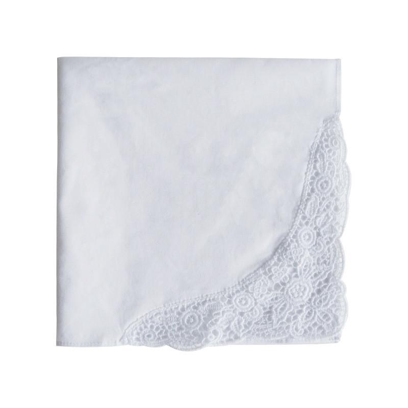 

3 шт. 35x35 см квадратный 100% хлопок белый хлопок кружевной женский носовой платок свадебный декор подарок