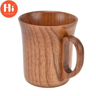 Hi 280ml Wooden Mug Cup with Handle Jujube Wood for Office Tea Coffee Water Wine Whisky