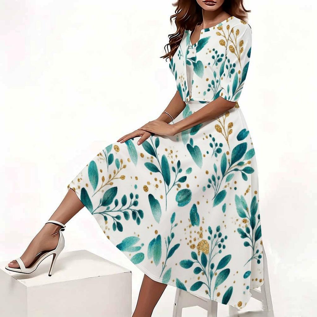 Women Plus Size Floral Printed Two Piece Set V Neck Sleeveless Midi Dress Short Sleeve Cropped Shrug