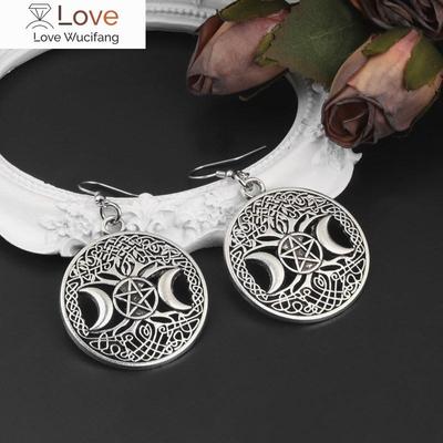 Orecchini Pendenti Tripla Luna Dea Stile Dark Gotico Wicca Stregoneria Gioielli Goth Per Donne Orecchini a Goccia Mistici