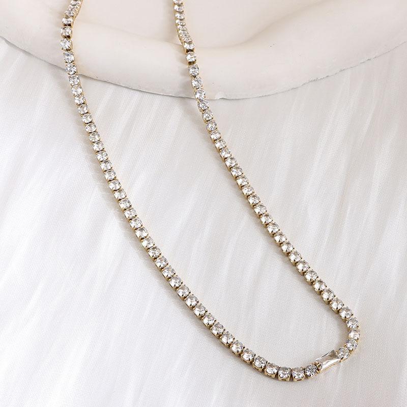 European and American Simple Temperament Stainless Steel Diamond Necklace Women's Retro Fashion Simple Neck Chain Collarbone Chain Collar Necklace