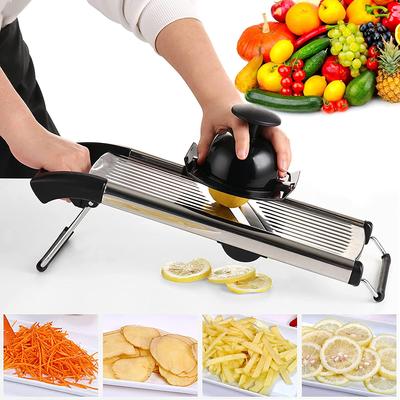 Adjustable Mandoline Food Slicer - Professional Handheld Stainless Steel Kitchen Julienne Cutter for Slicing Food Vegetables Fruit Chip French Fry