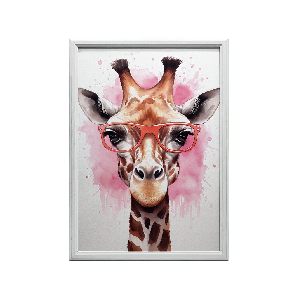 Pink Giraffe With Glasses Pink Giraffe With Glasses, 30X40 Cm, Unframed, Premium Canvas On Stretcher