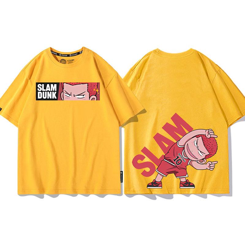 Cool anime Slam Dunk cartoon short-sleeved T-shirt for men summer front and back print loose clothes around Yukawa Kaede