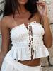 Drawstring Bandeau Top - Sexy Pleated Lace-up Summer Vest for Women 