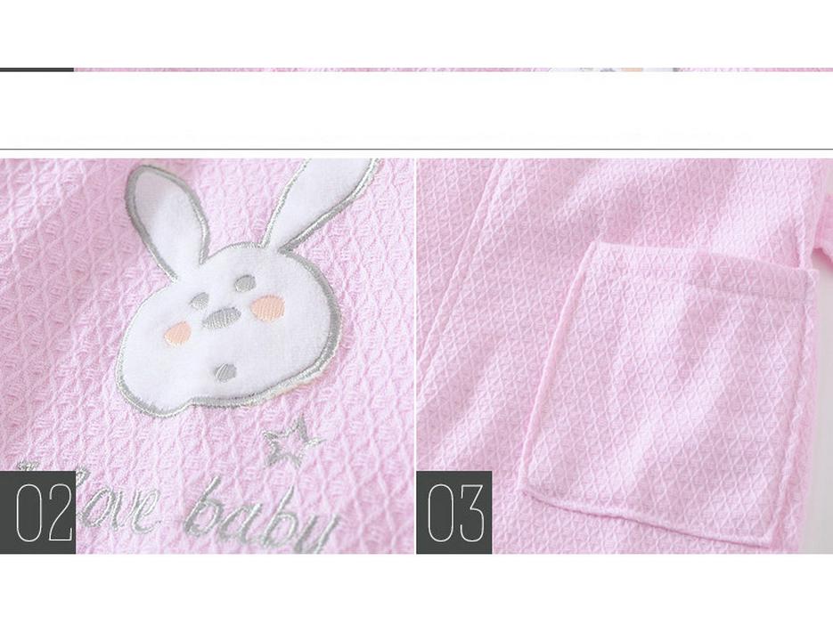 Children's Pure Cotton Cartoon Hooded Bathrobe - Lightweight, Absorbent, Waffle Texture for Boys and Girls Summer Pajamas