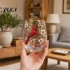 Non-slip Curved Glass Cup, Egg Shape Clear Lead-Free Crystal Enamel Painted Golden Rim Elegant Gilded Vintage Drinking Tumbler, Large Capacity
