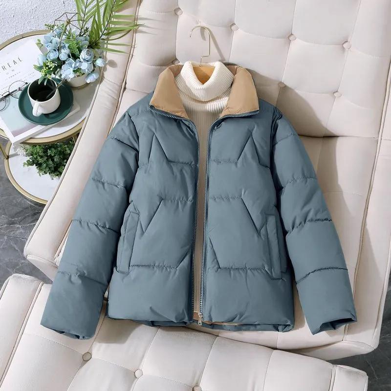 Autumn Winter Women's Down Jacket Short Style Standing Collar Cotton-padded Jacket Thick Warm Coat