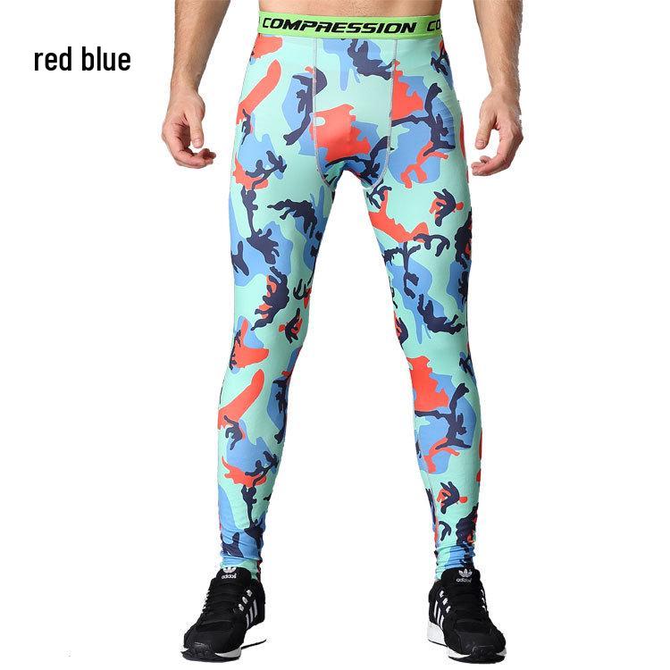 Pánské rychleschnoucí kompresní běžecké legíny s maskovacím vzorem