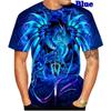 Blue Dragon 3D Printed T-Shirt Sports Loose Oversized Tops O-Neck Short Sleeve Tee