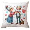 New Valentine's Day Pillow Cover Fun Watercolor Valentine's Day Old Couple Push Cover Home Cushion Cover