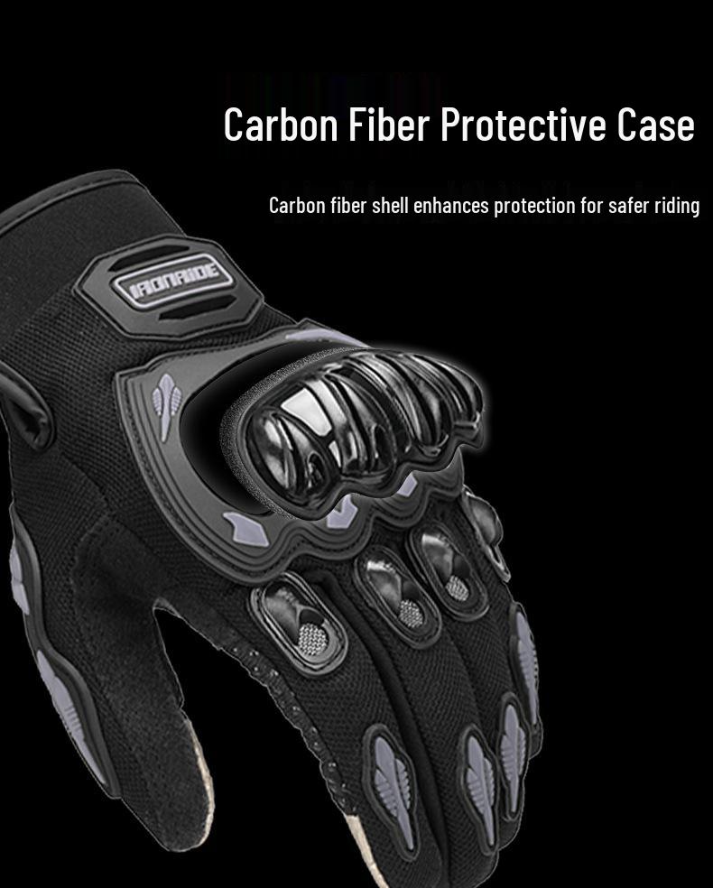 Herren Ganzfinger Motorrad-Rennsport-Handschuhe - Schützend, Verschleißfest, Atmungsaktiv, Sturzsicher, Outdoor-Fahrhandschuhe