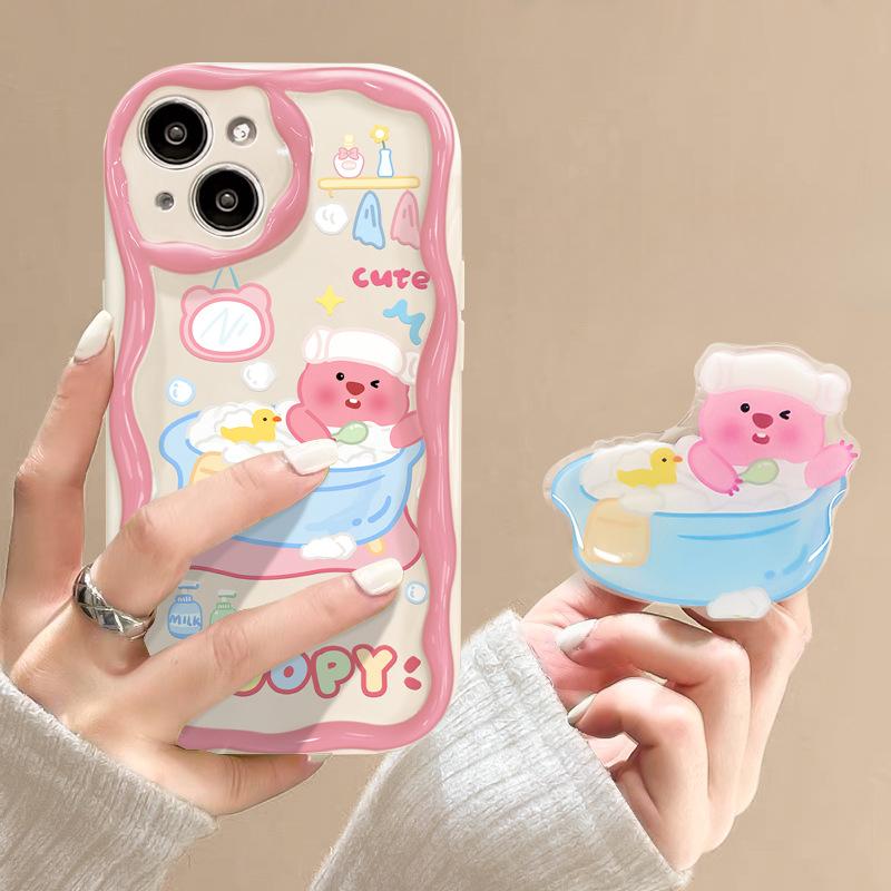 Anwendbar auf Apple 15promax Handyhülle IPhone 14/13 Niedlicher Cartoon-Ständer 11/12 Silikon Xs Sturzsicher