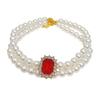 Pet Necklace Sparkling Rhinestone Pet Fake Pearl Collar Stylish Double Layered Dogs Cats Necklace Pet Supplies