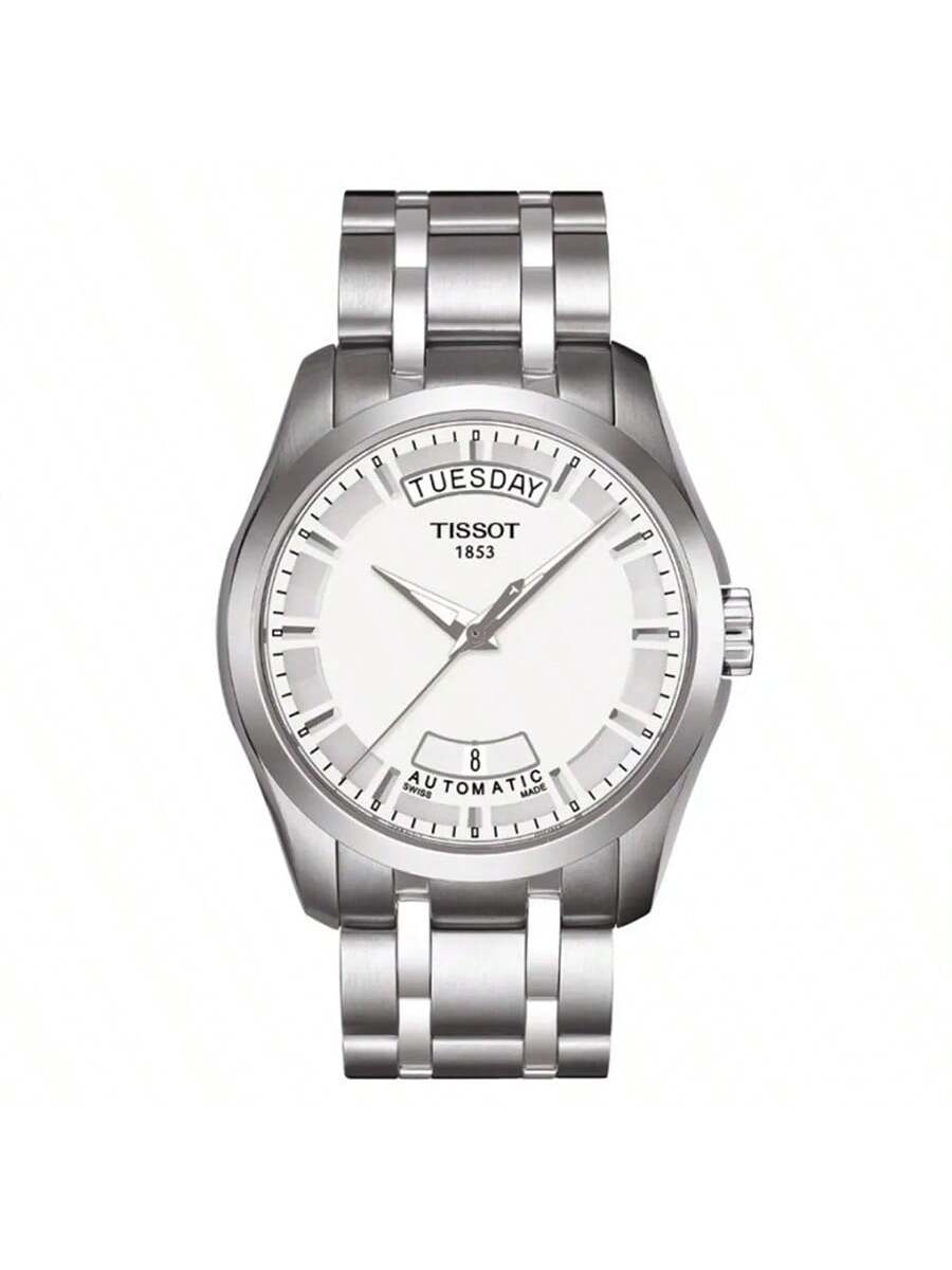 Tissot men s mechanical watch, 100m water-resistant, stainless steel strap T035.407.11.031.00 белый
