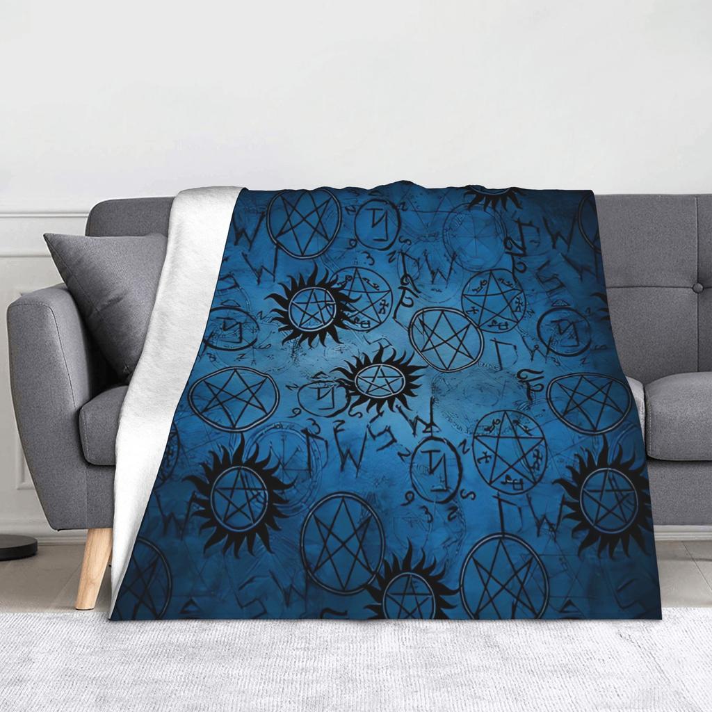 Sam Winchester Dean Winchester Castiel Blanket Cover Velvet Supernatural Movie Wings Thin Throw Blankets for Bedroom Sofa Quilt
